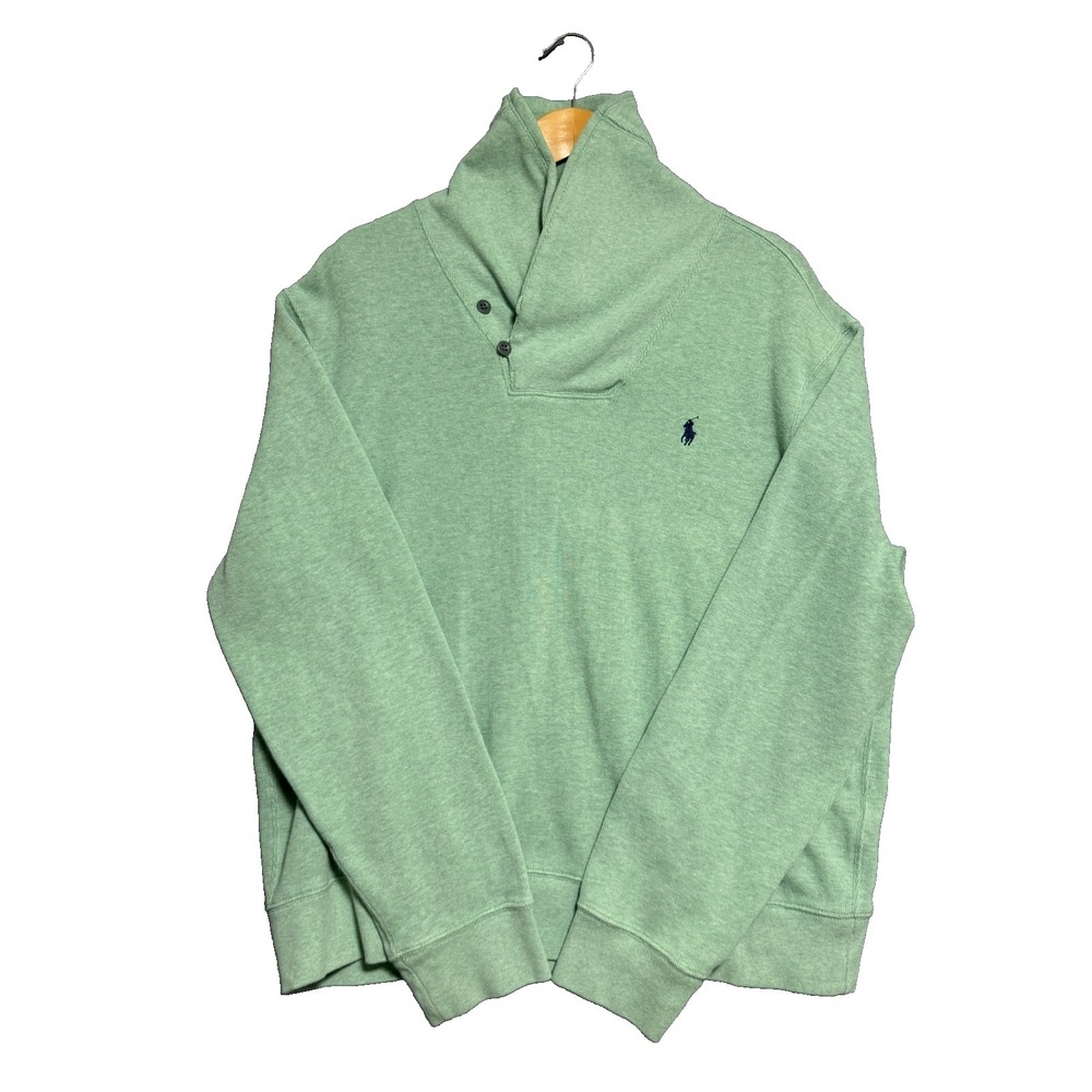 Polo Ralph Lauren Shawl Neck Sweater Mens XL Green Pullover Preppy Country Club